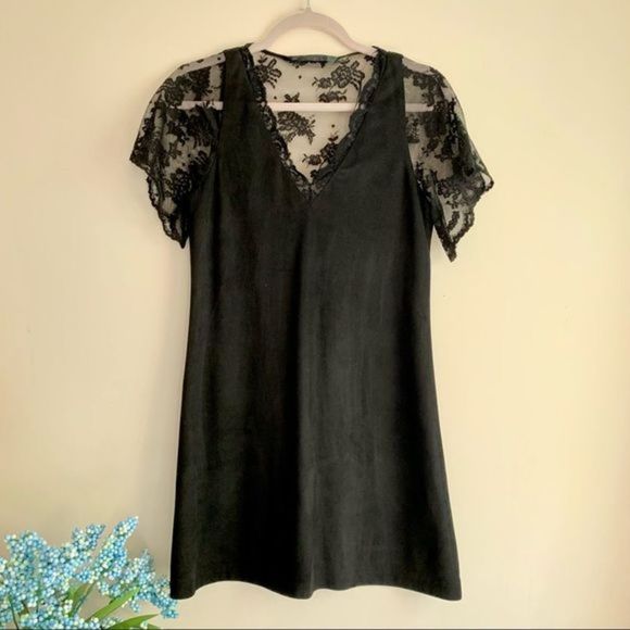 ZARA Trafaluc • Suede Lace Flutter Sleeve Mini‎ Dress - Picture 1 of 8
